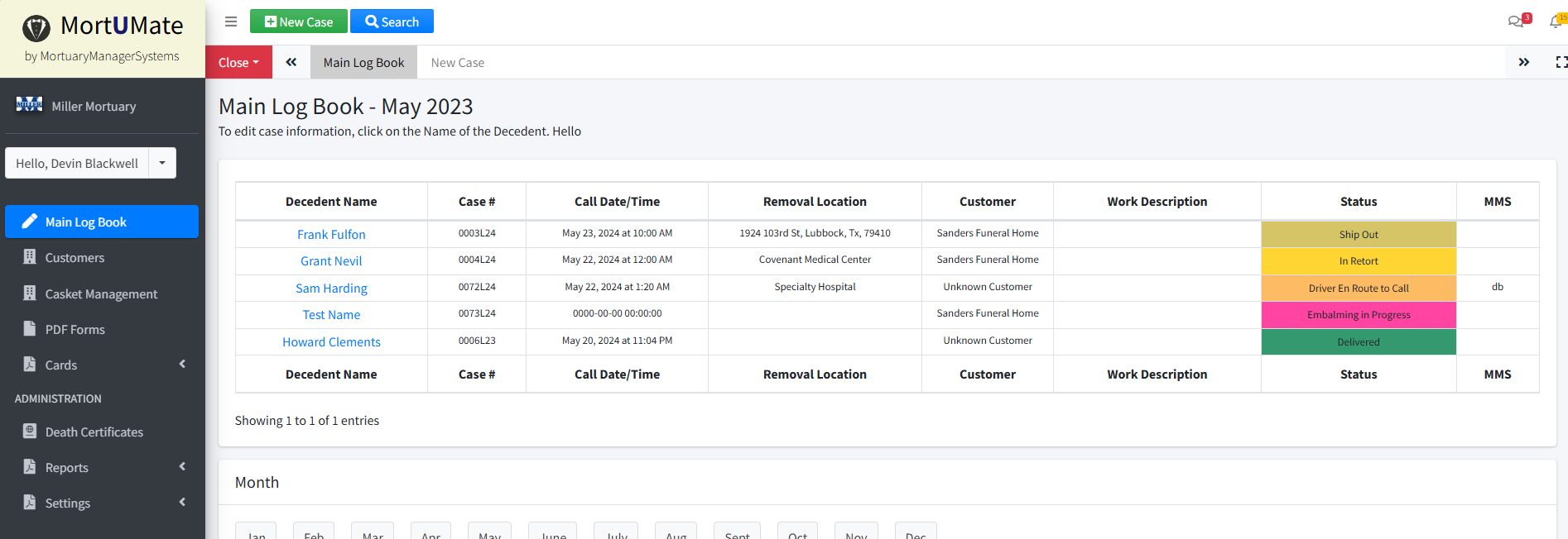 MortUMate Interface Screenshot